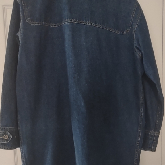 Vintage 1990s Long Liz Wear Denim Jacket with Wood Toggle Buttons size small - Picture 9 of 10